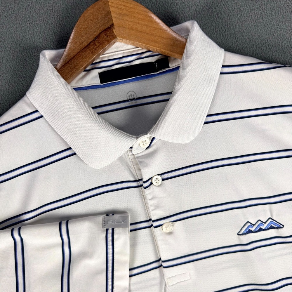 RLX Ralph Lauren Polo Shirt Large White Desert Mountain Arizona Performance Golf
